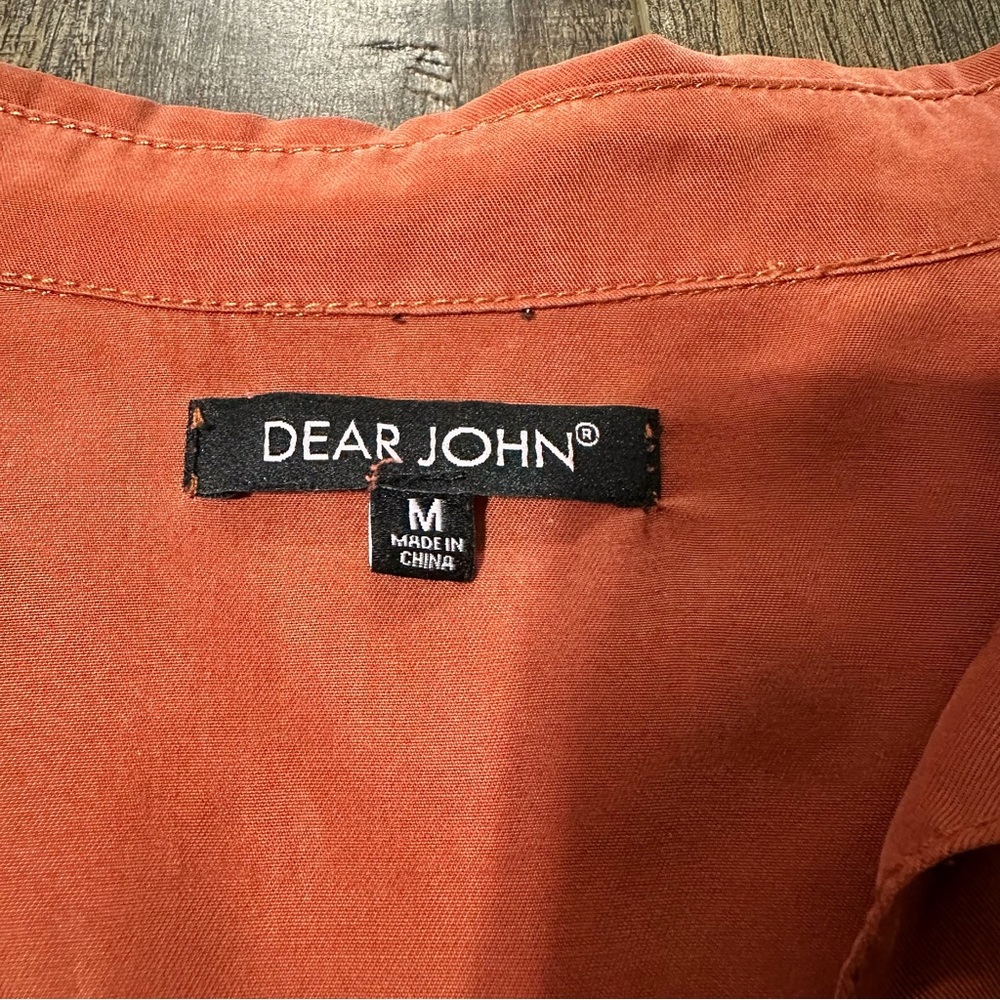Dear John Rust Tunic Size Medium Deep V Button Do… - image 8